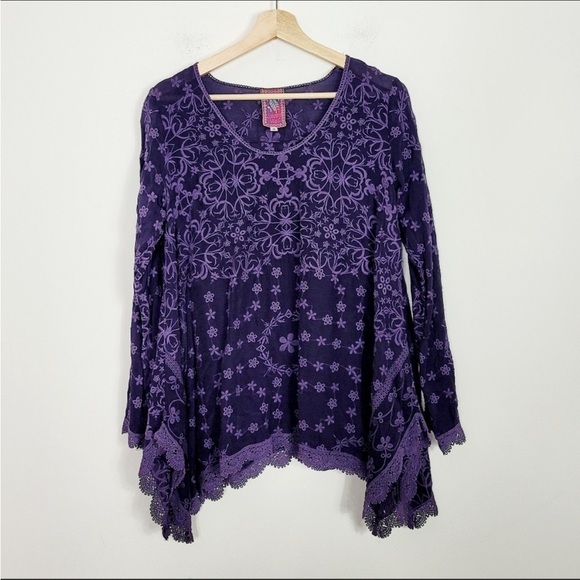 JOHNNY WAS PURPLE JOSSIMAR FLOWY TUNIC XS 💜💜💜 - Picture 7 of 12